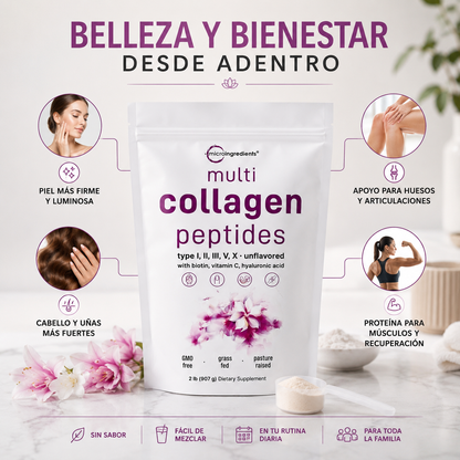 Multi Collagen Peptides - Colágeno hidrolizado 5 en 1 · Pelo, uñas, piel y energía sana · 450 g