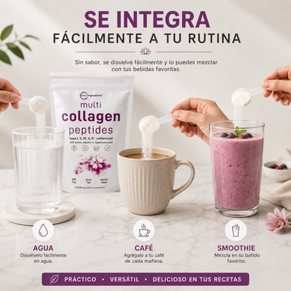 Multi Collagen Peptides - Colágeno hidrolizado 5 en 1 · Pelo, uñas, piel y energía sana · 450 g