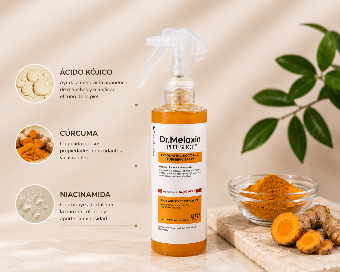 Dr. Melaxin Peel Shot PS - Spray exfoliante natural para una piel más luminosa, suave y uniforme.